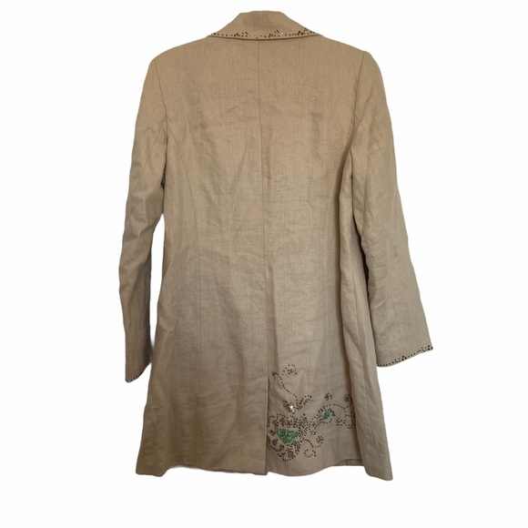 Vintage Pursuits Ltd linen Jacket Beaded 6 beige - Picture 8 of 8
